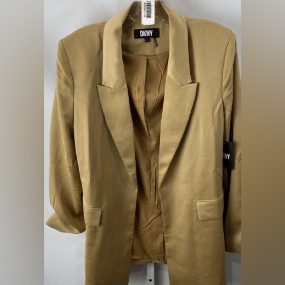 Dkny Tan Blazer with Structured Design